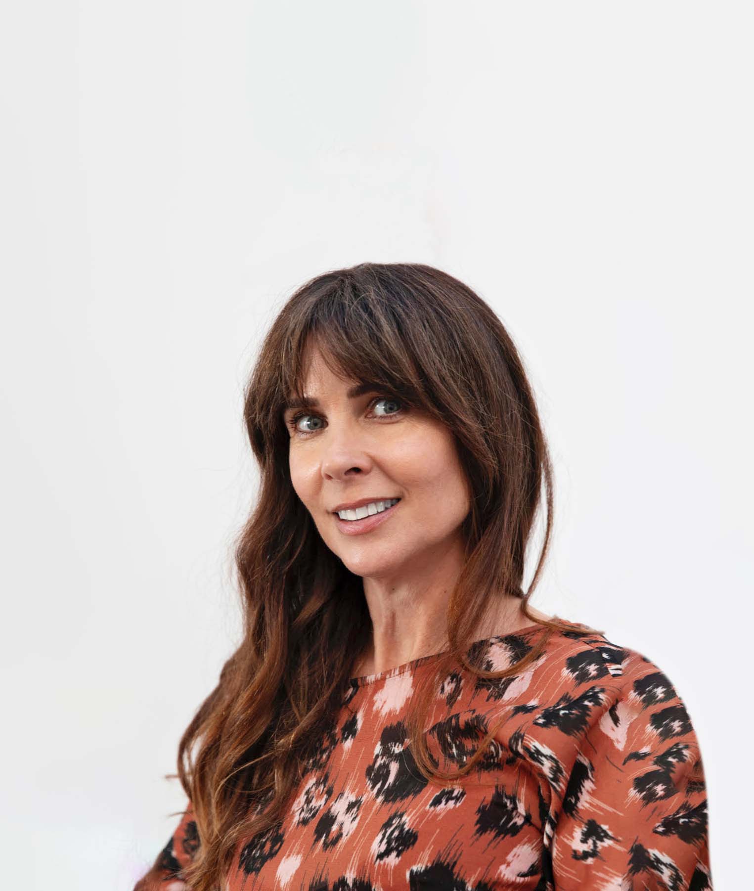 Rebecca Wadey in a red patterned shirt