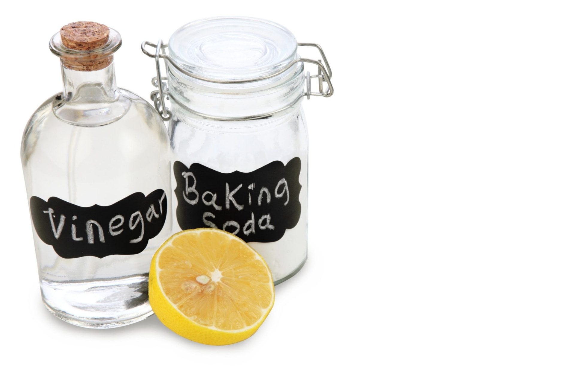 vinegar, baking soda and lemon