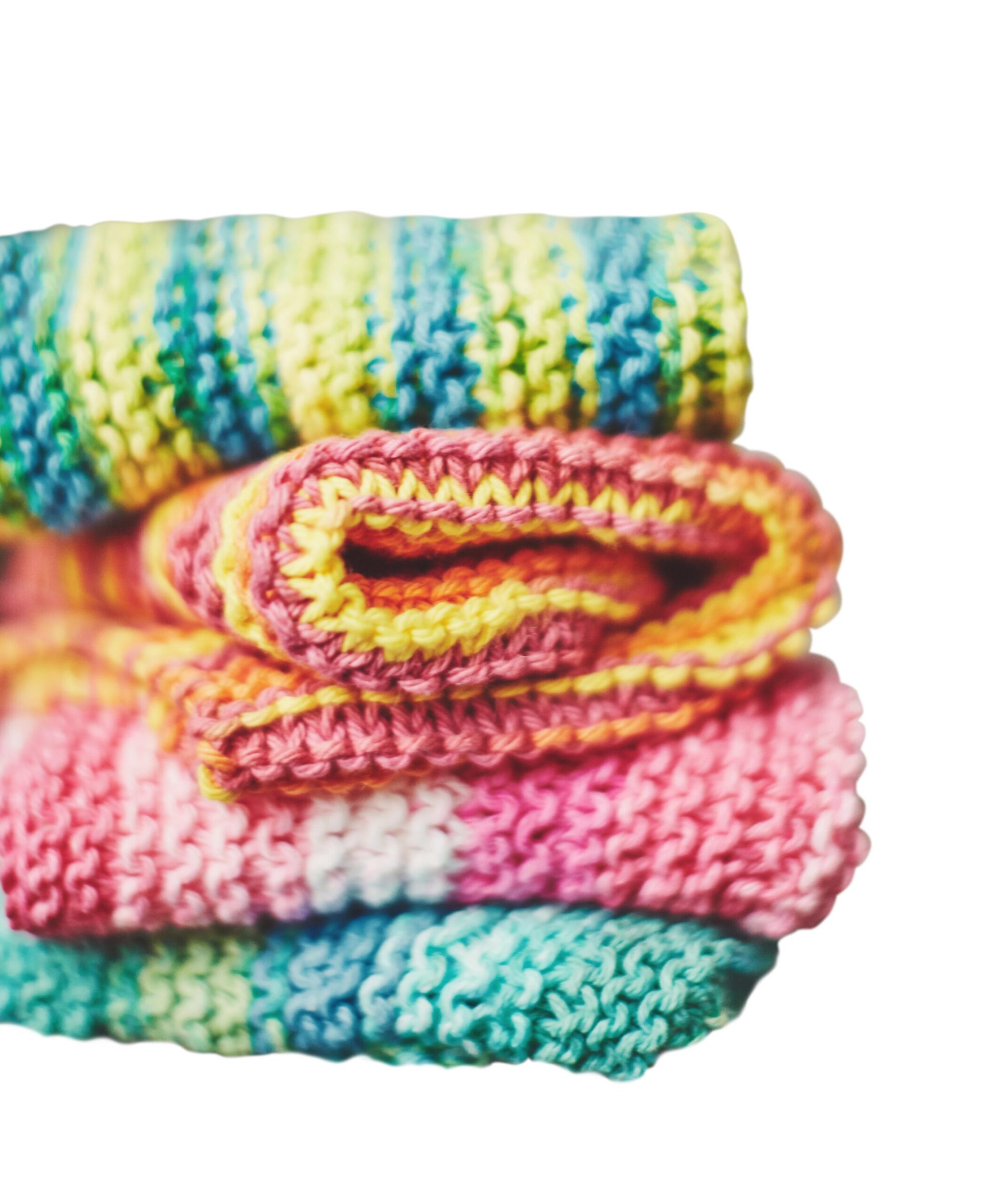 colourful knitted cloths