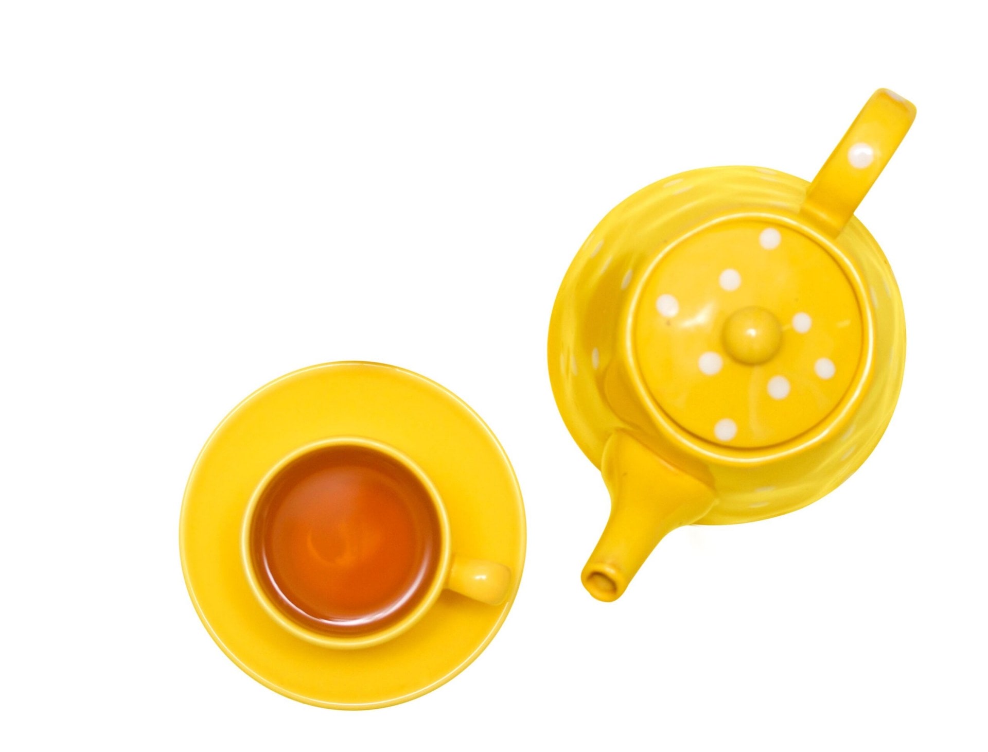 a bright yellow tea set