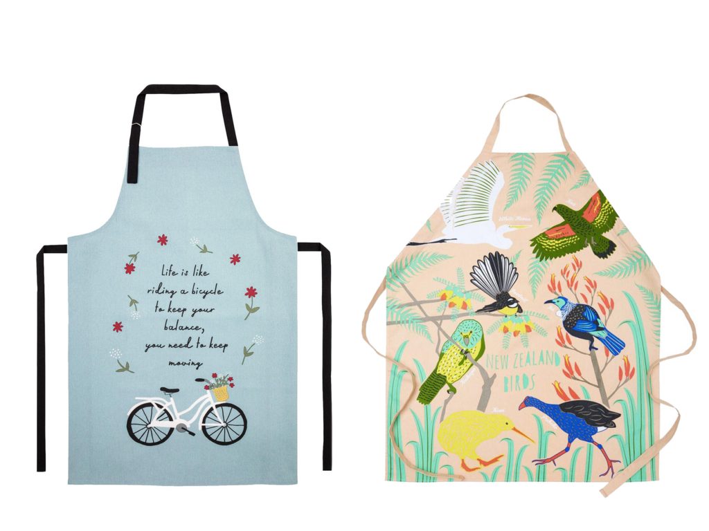 two patterned aprons