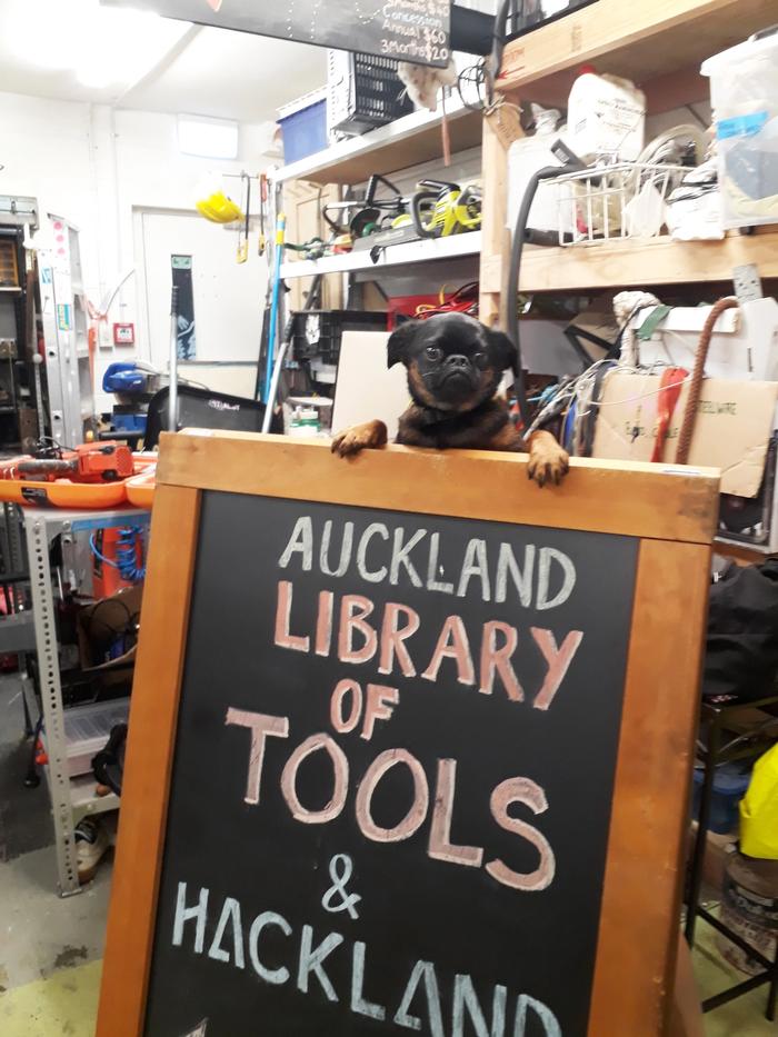 Auckland Library of Tools & Hackland signage