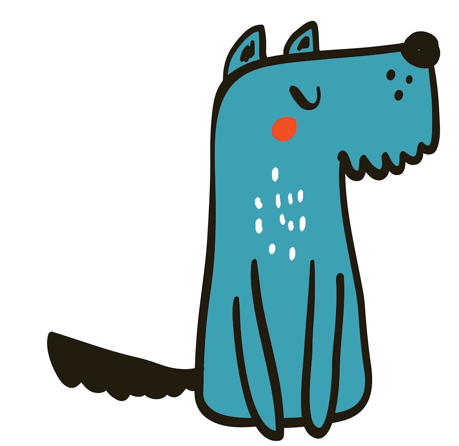 Blue sitting dog illustration