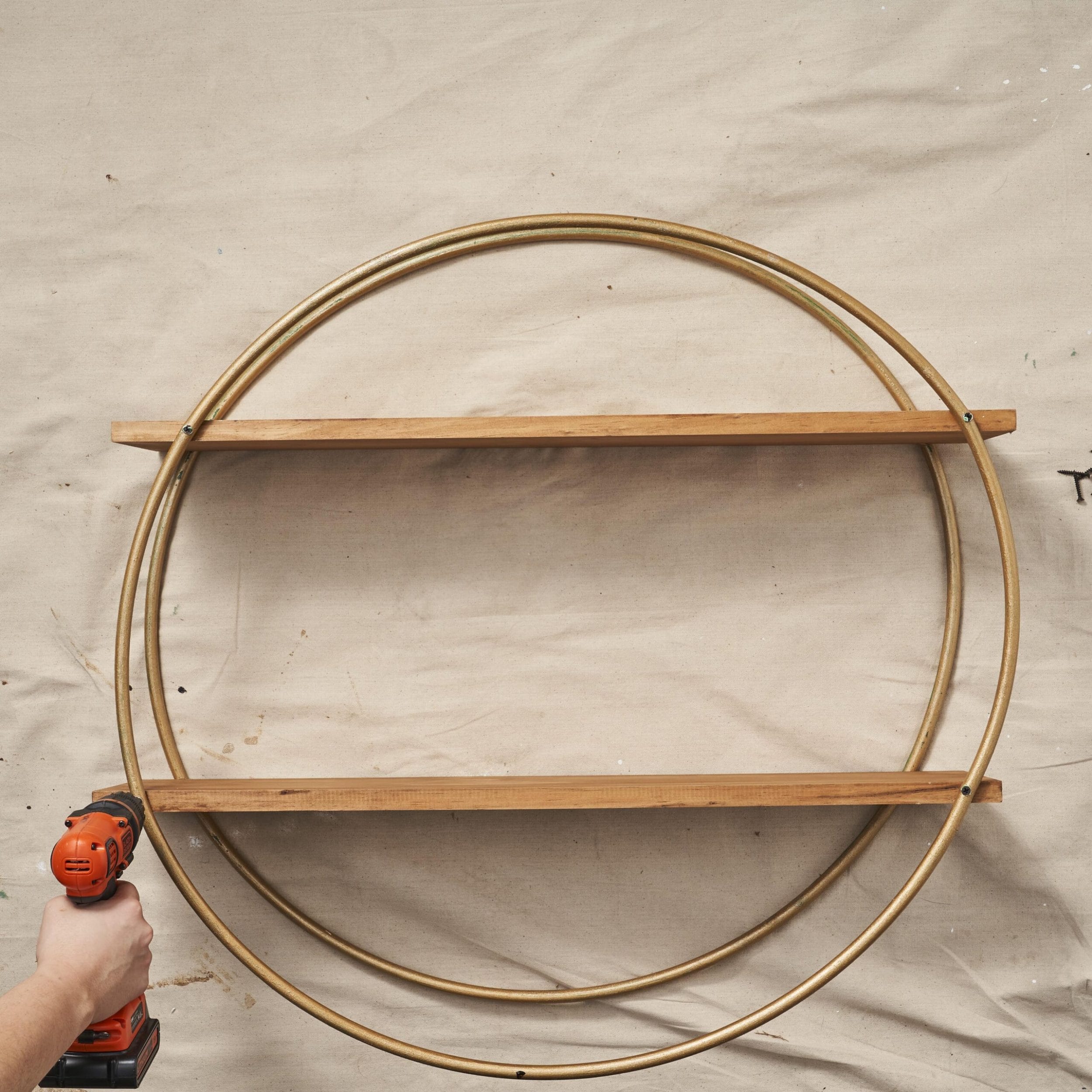 screwing the bar cart together