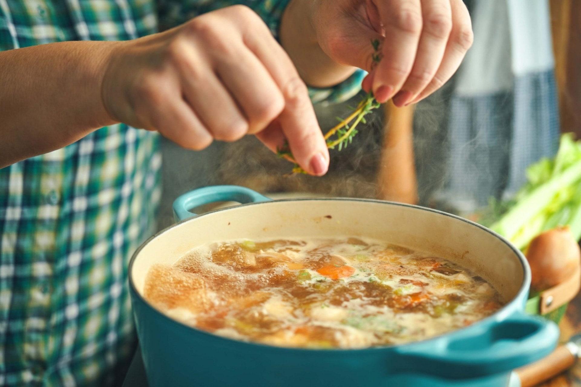 A pot of chicken soup