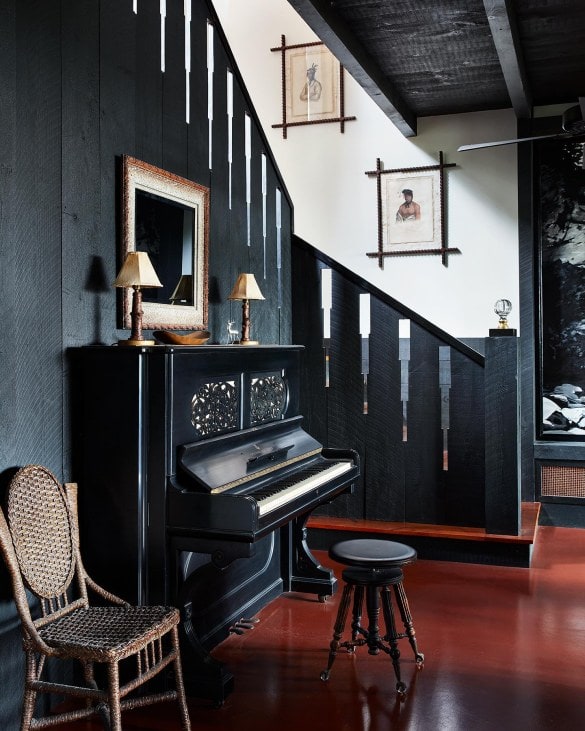 home decor page @stephenshadely modern home with piano and wooden accents. 