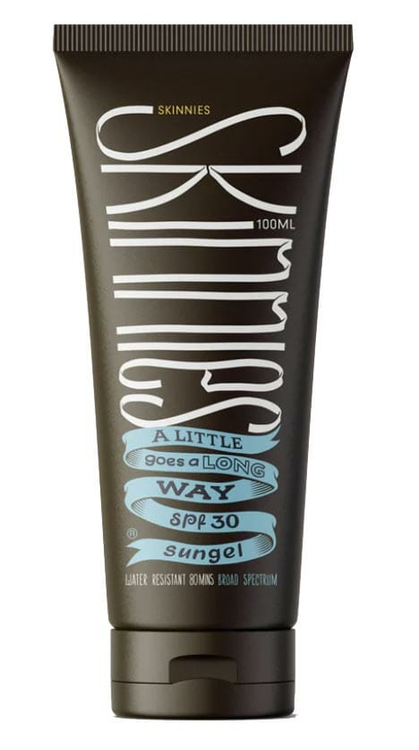 100ml Skinnies Sungel SPF30 sunscreen. 