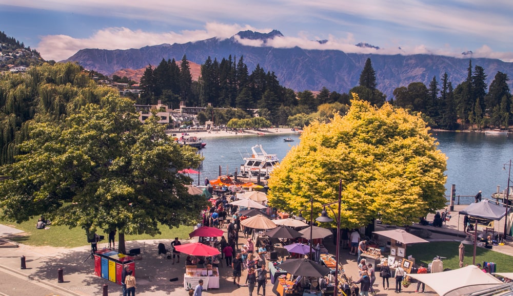 The stalls from the Queenstown Riverside Market. 