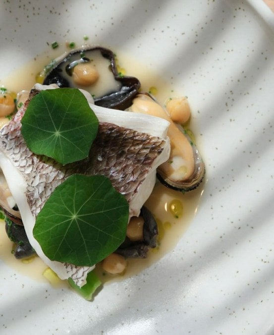 The Snapper, chickpea, green-lipped mussel dish from one of Auckland's best restaurants Mr Morris. 
