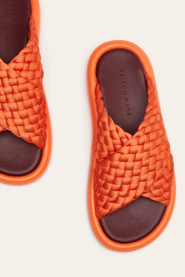 orange braided comfortable summer sandal from Nelson Made. 