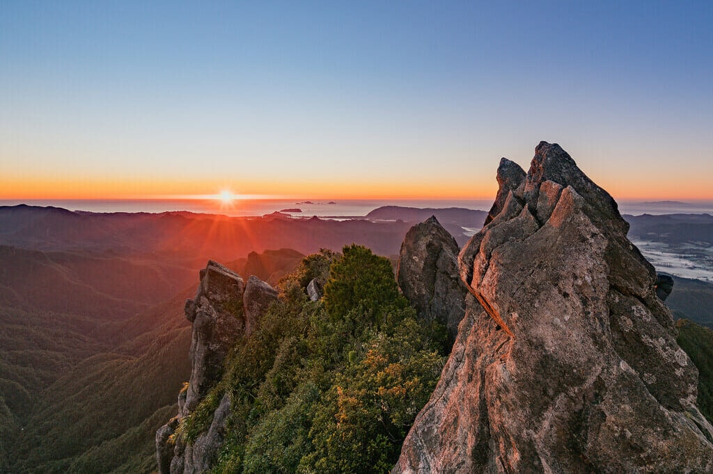 Sunset at the Pinnacles of Coromandel. 