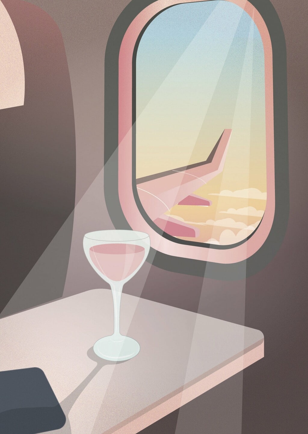 Clipper, Ponsonby cocktail bar, promotional image of cocktail sketch on a plane. 