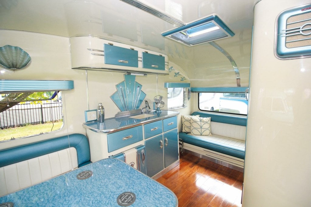 Kitchen within the 1963 Princess caravan