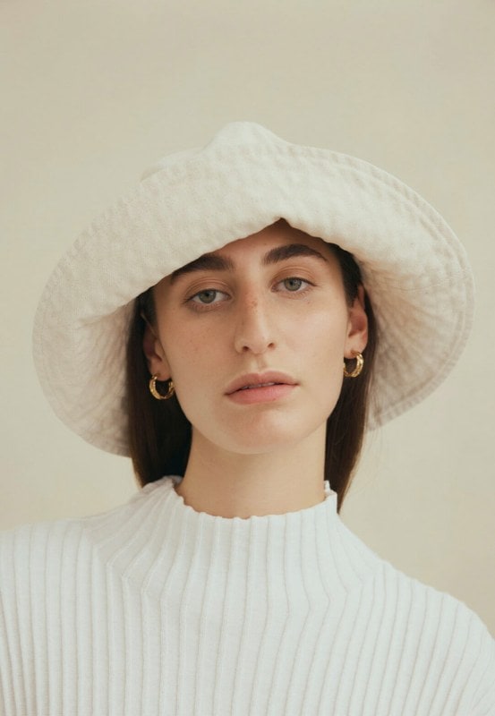 The Marle Nonna hat is a cute summer hat in a bucket rim style and a white shade. 