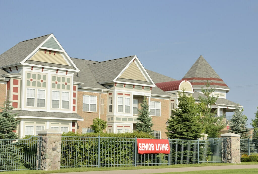Senior living quarters as seen from the street. 