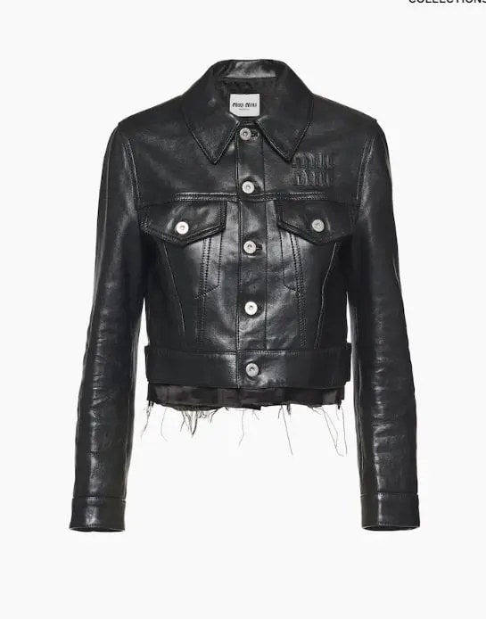 miu miu black leather jacket 