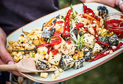 Sesame crusted tofu made by Nici Wickes