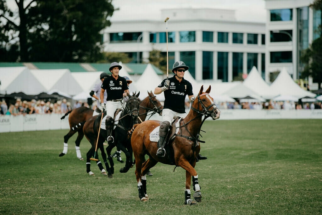 2 men on horses at the Lexus Urban Poloo