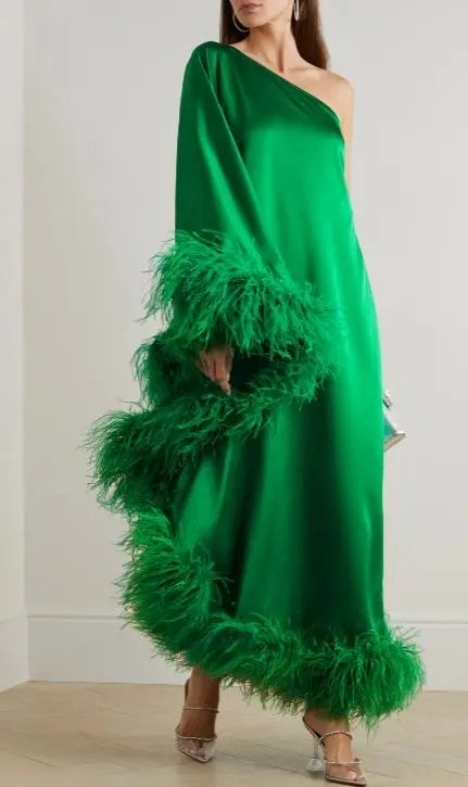 net a proter green feather dress