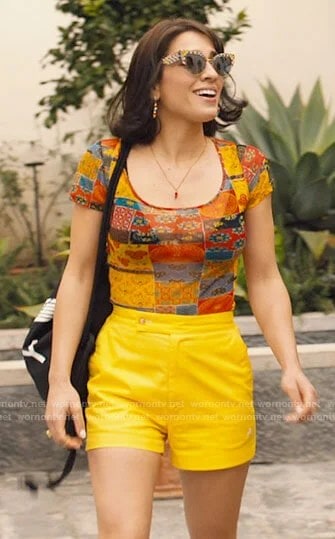 Lucia Greco patchwork top yellow shorts