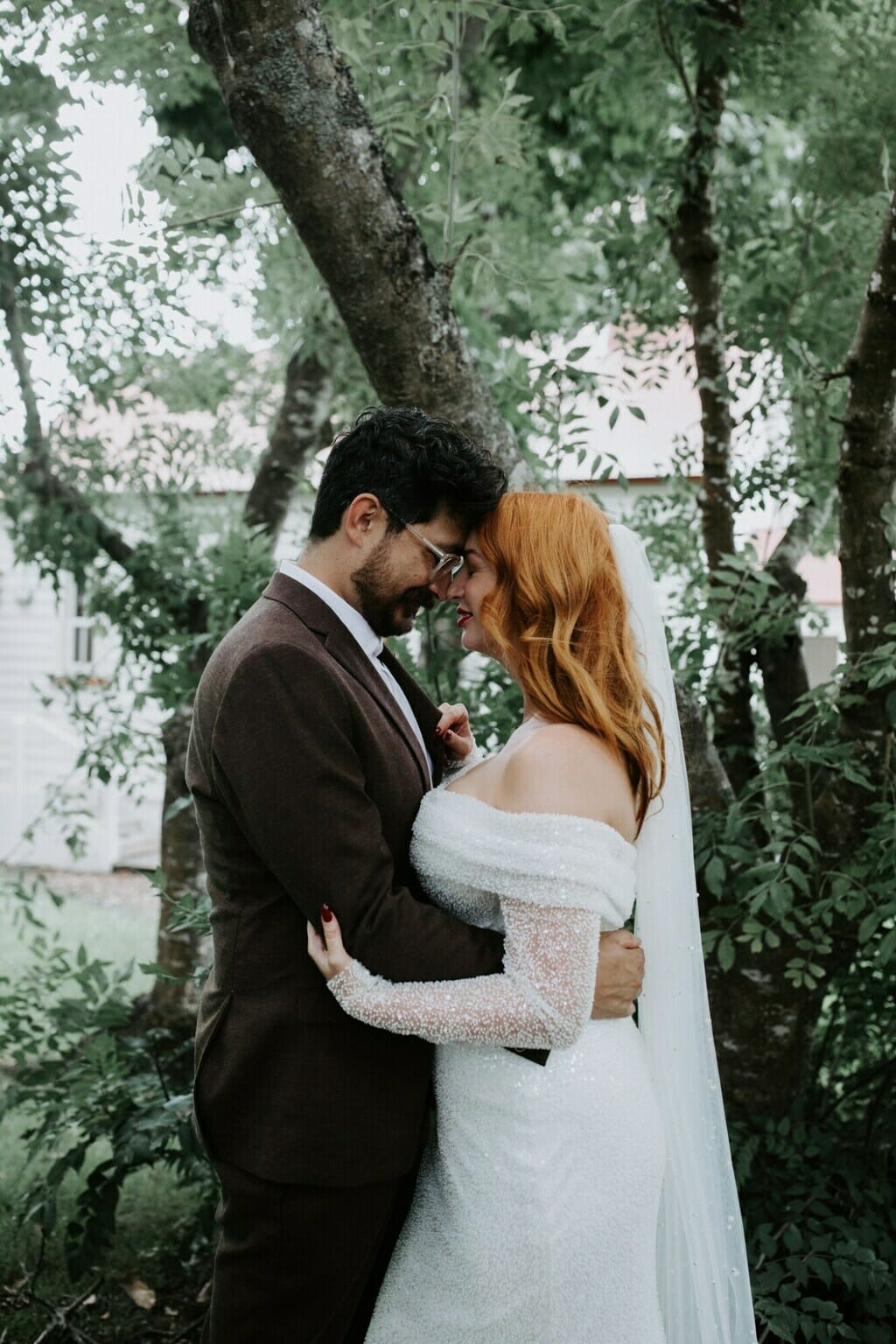 bride and groom on wedding day