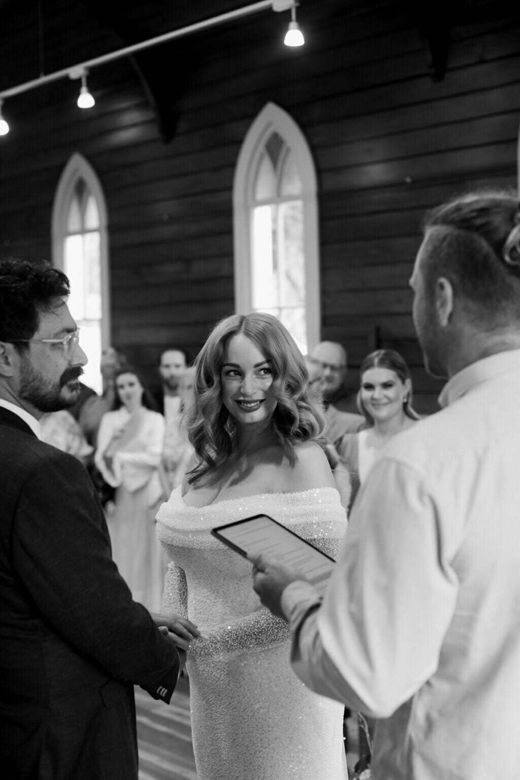 black and white photo of wedding