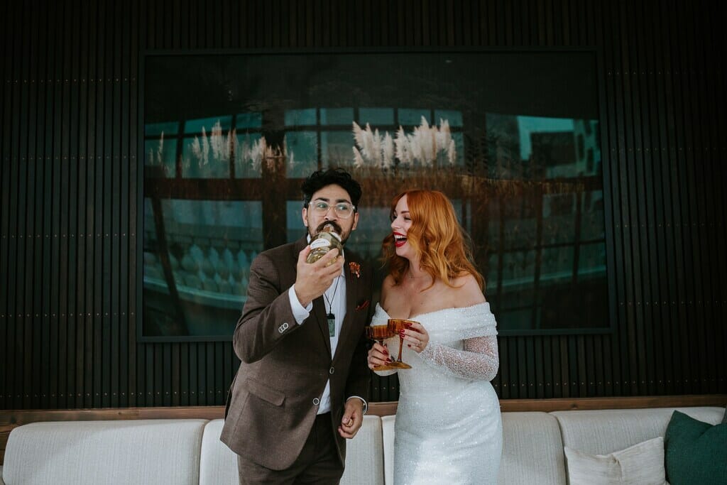 bride and groom on wedding day