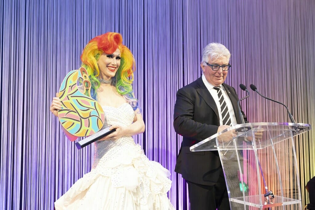 Judy O’Brien presenting Rainbow Excellence Award