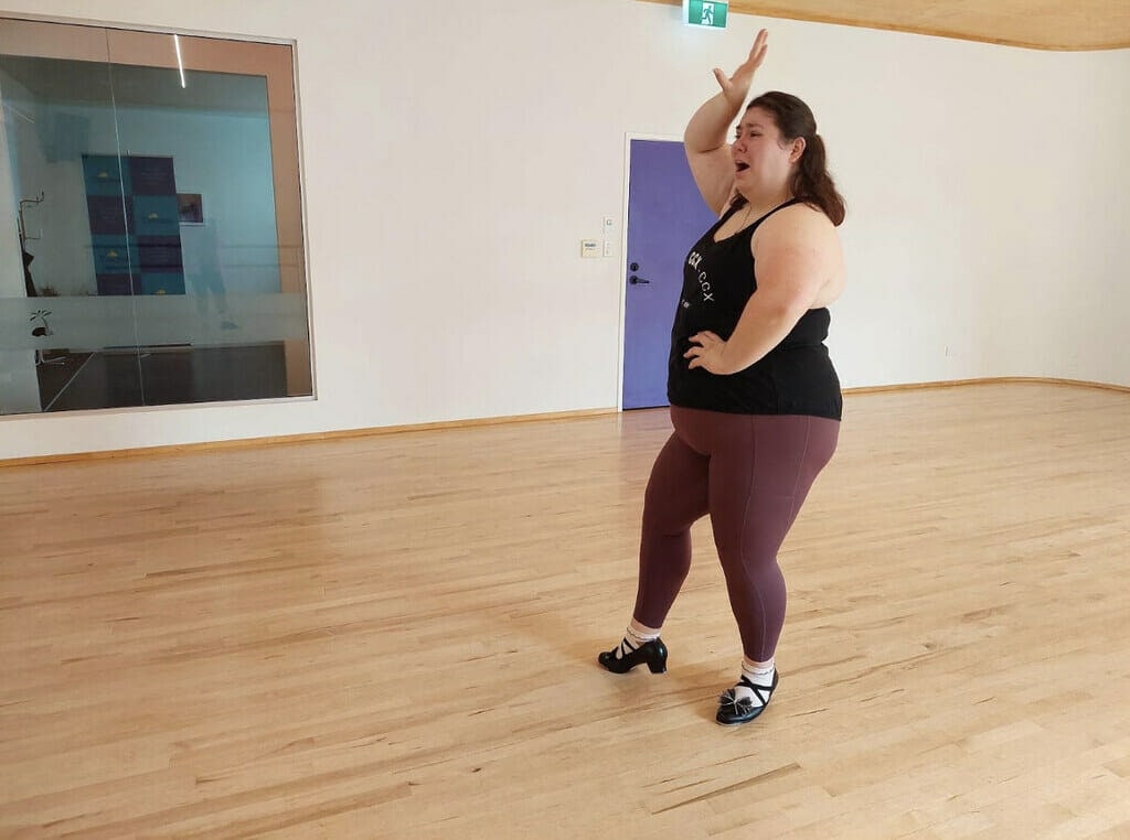 Celia Macdonald practicing for upcoming shows.