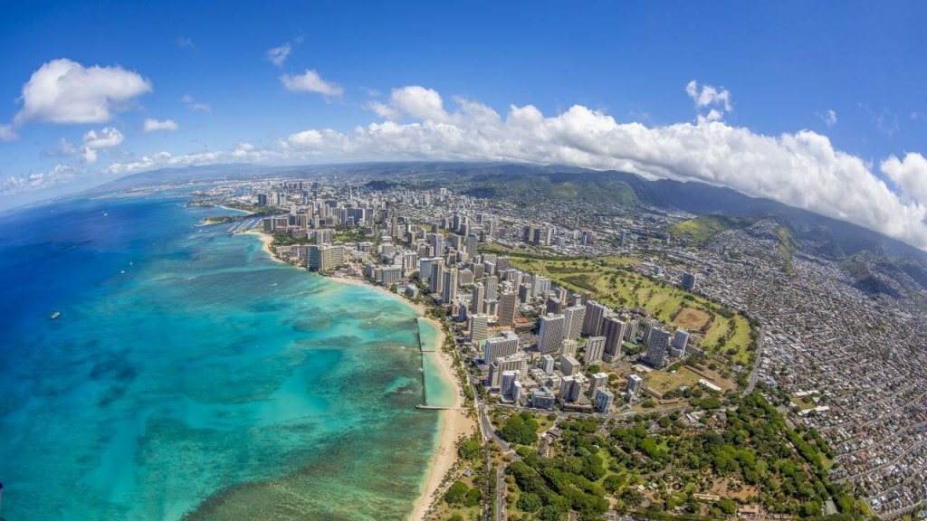 Aerial shot of Honolulu Hawaii