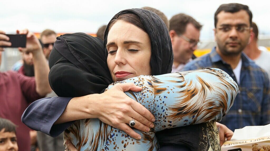 Jacinda Ardern hugging women after Christchurch shooting in 2019