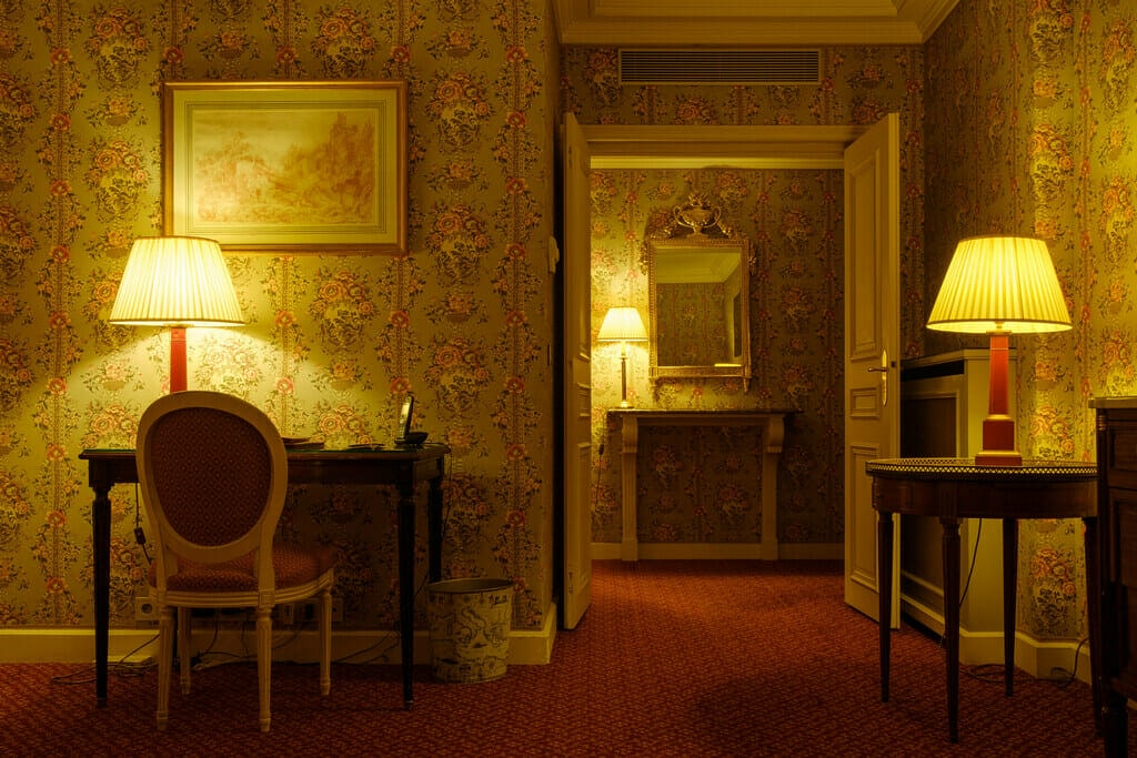 Katherine Mansfield's suite in the Hotel Victoria Palace, Paris, photographed by Conor Horgan