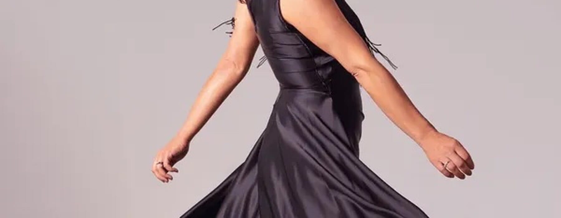 Following the call: Stacey is dedicated to carrying on her language legacy. Gown by Kiri Nathan.