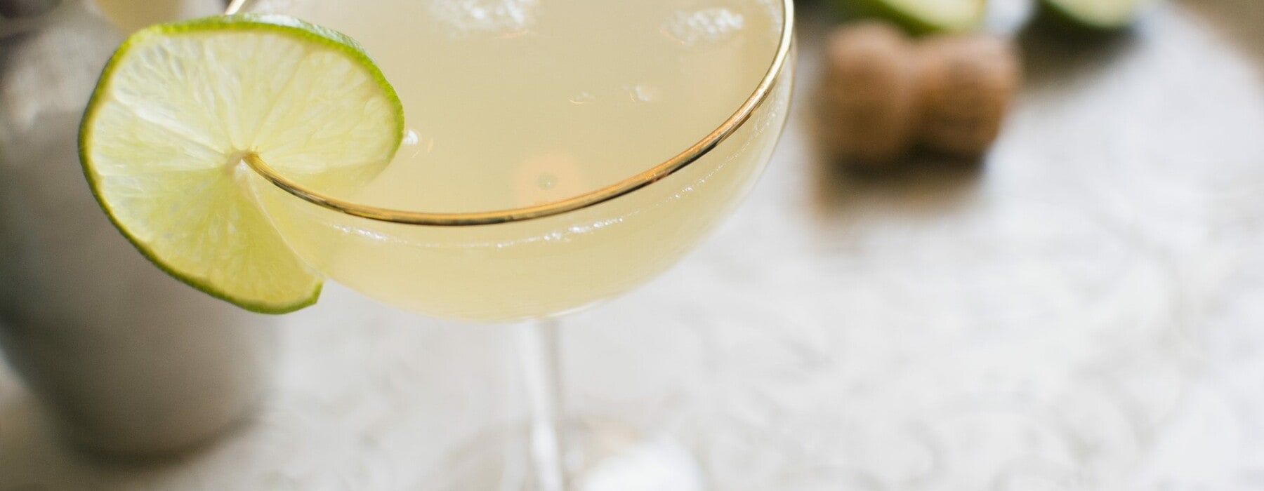 Daiquiri cocktail in a gold-rimmed glass
