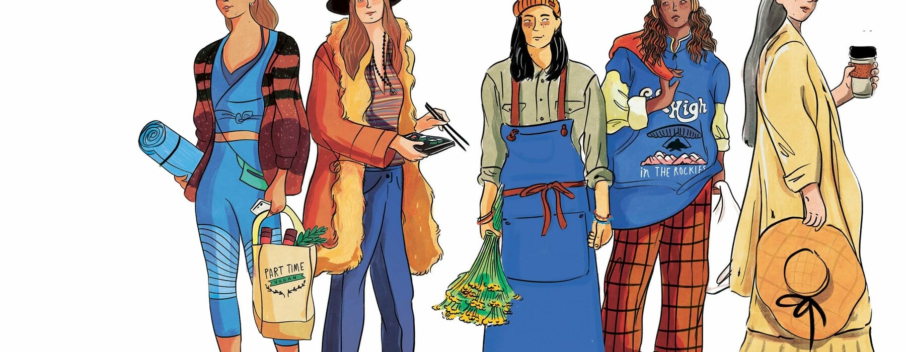 Illustration of hippy women