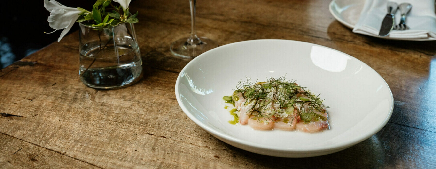 Brown Brothers Raw King Fish with Fennel and Horseradish