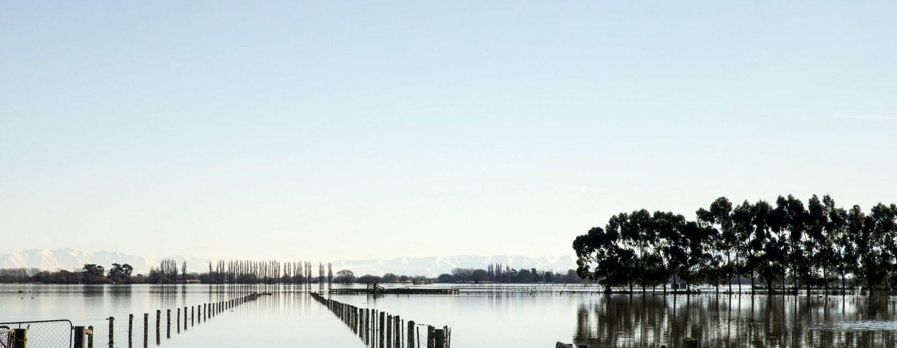 Flooded fields at Lake Ellesmere in Canterbury