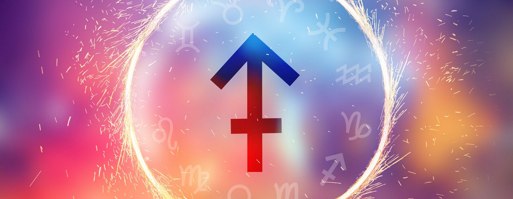 Sagittarius symbol on a colorful background light