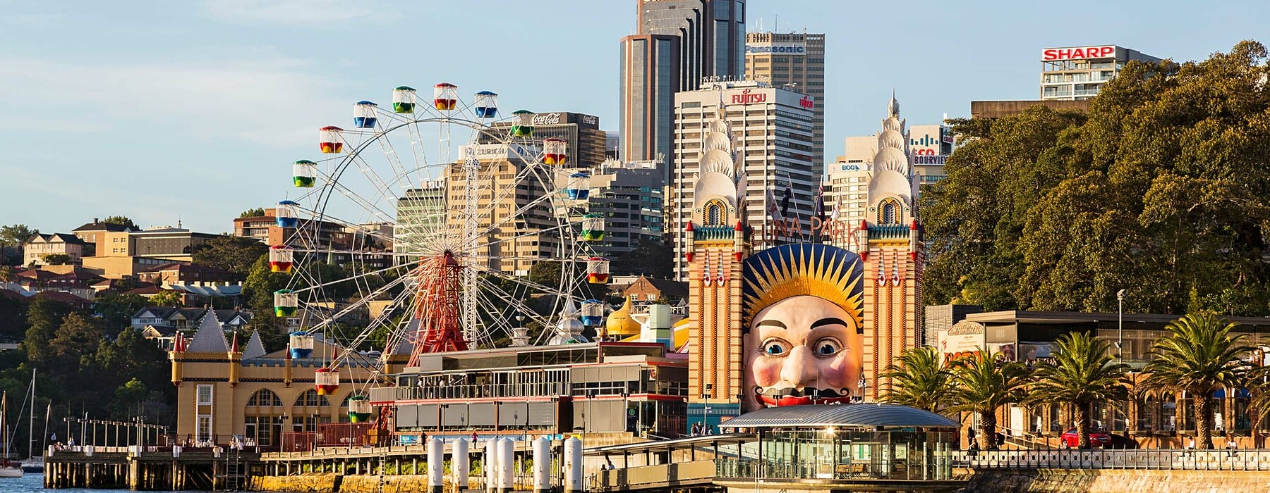 Luna Park Amusement center on north shore of Sydney Harbour under the Harbor Bridge in Australia