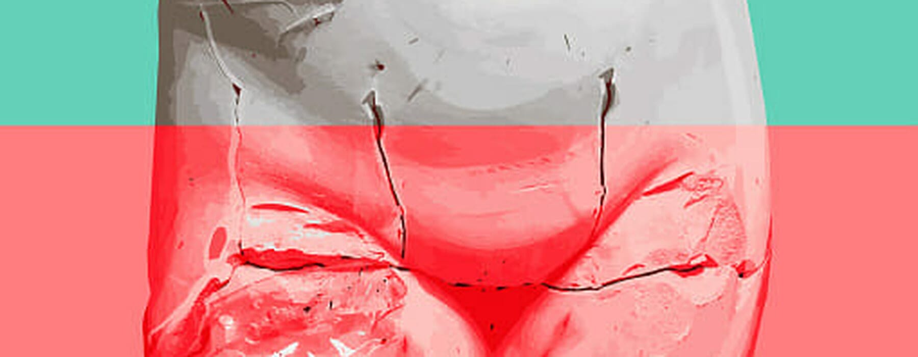 Illustration of a statue with a pink stripe over it, representing the dangers of cervical cancer