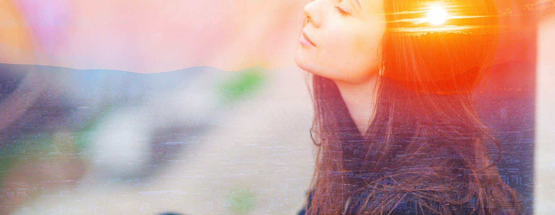 Double,Exposure,Closeup,Portrait,Of,A,Dreamy,Cute,Closed,Eyes